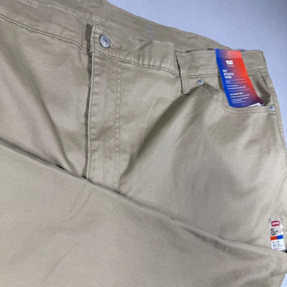 NWT Levis Mens 541 Athletic Taper Khaki Tan Stretch Pants Big & Tall 52x30